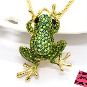 NEW Betsey Johnson Green Tree Frog Necklace Pendant Chain